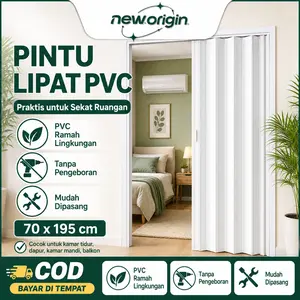 Pintu Lipat PVC Pintu Lipat Geser Pintu Partisi PVC untuk Kamar Tidur Kamar Mandi dan Dapur Tidak perlu pengeboran Mudah dipasang