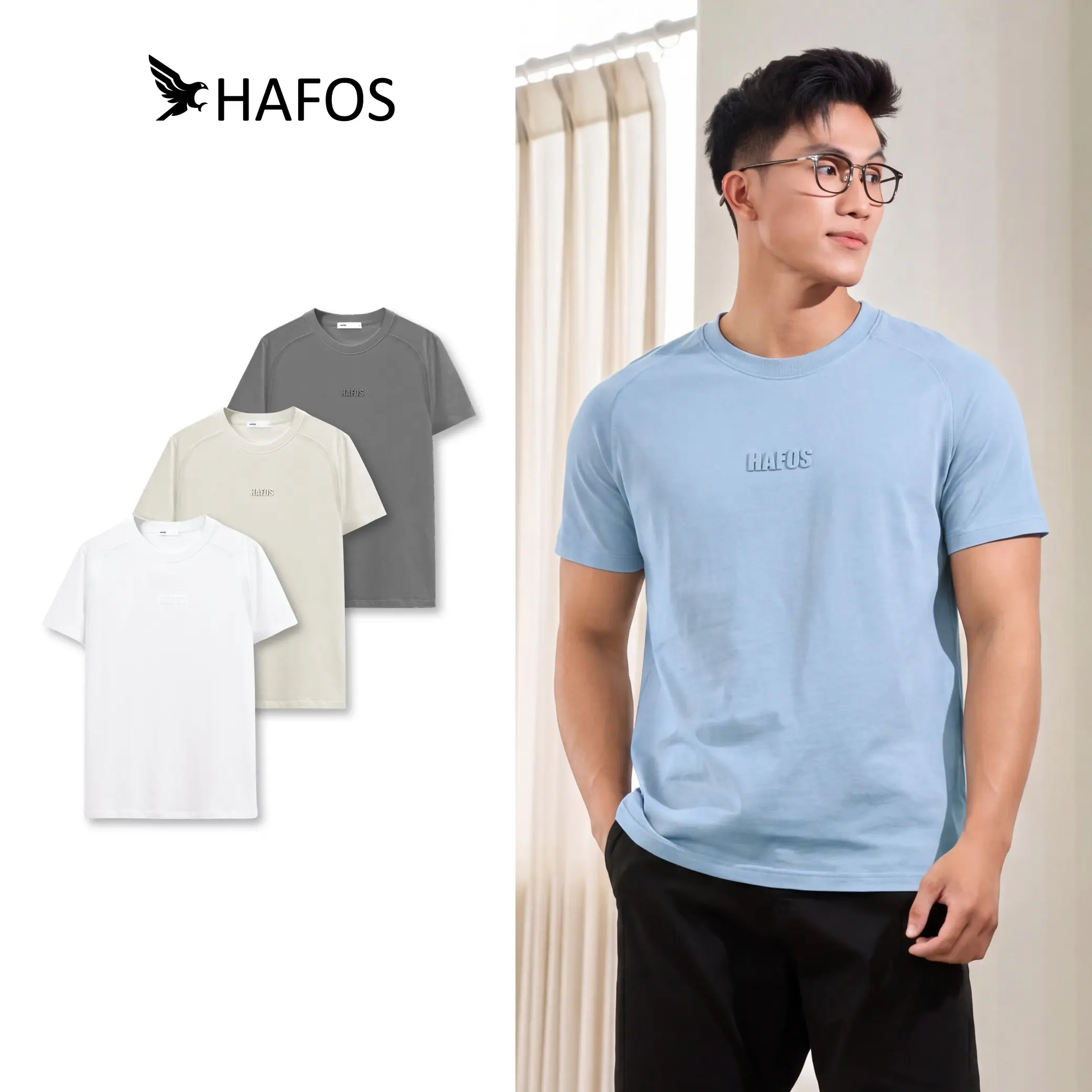 Áo thun nam ROOKEE chất liệu cotton co giãn, đứng phom. Áo phông nam thoải mái mặc đi làm, đi chơi, đa dạng màu, gam màu trung tính, Menswear - HAFOS