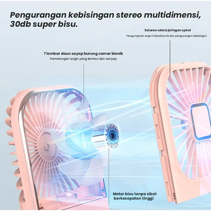 Kipas Angin Portable Mini LED display Model Gantung Leher Plus Powerbank / Kipas Mini / Kipas Angin Portable Mini USB Lipat Dudukan Ponsel Dan Powerbank 4000mAh Baterai Tahan Lama Cocok Untuk Kantor Sekolah Olahraga Luar Ruangan / Kipas Angin USB 5