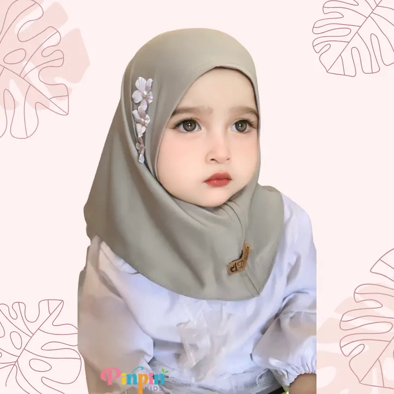 Pinpin Kids - Jilbab Anak Bayi Newborn MAURIN FLOWER / Hijab Baby / Kerudung Anak Perempuan Usia 0-1 Th Motif Bunga 5