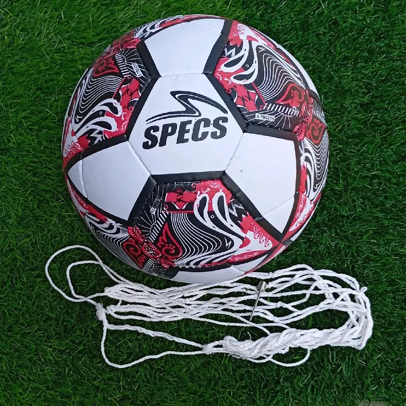 Bola Sepak Size 5 Bola Kaki Bola Tendang Specs Batik Hitam Merah Bahan Pu Mpuk Free Pentil&Jaring Ball Outdoor 1