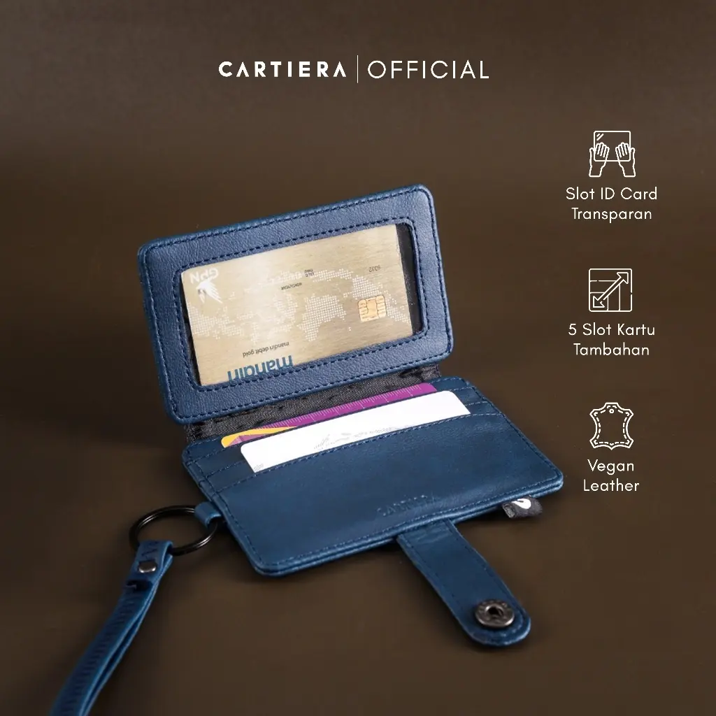 Cartiera Odet Lanyard ID Card Name Tag Kalung Pria Wanita Kulit Praktis Premium