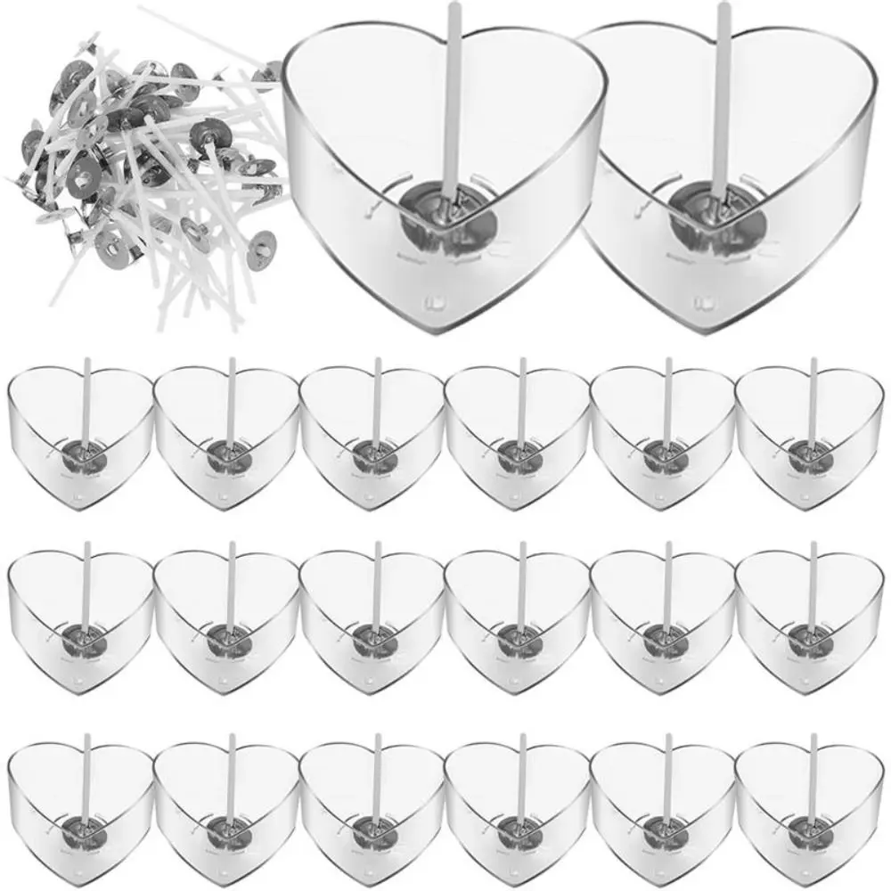 10Pcs Candle Making Supplies Tealight Cups Holders Clear Heat-Resistant Heart Shape Candle Cup Holder Candle Making Plastic Candle Mold for Wedding