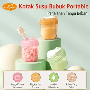 IICOBEAR Kotak Susu Bubuk Bayi Portabel Tempat Susu Mini Anti Tumpah Penyimpanan Milk Powder Wadah