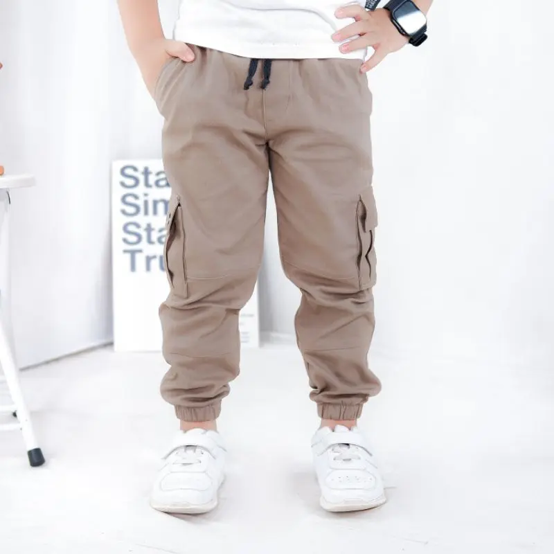 OrionKids Celana Jogger Cargo Anak Laki Laki Usia 3 4 5 6 7 8 9 10 11 12 Tahun - Cream