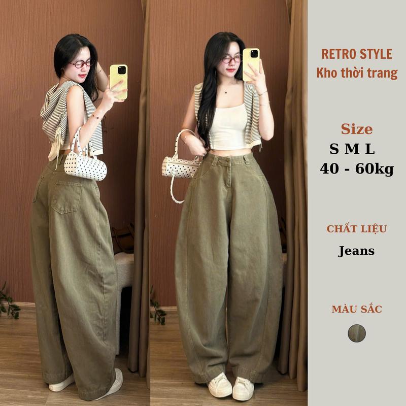 DEAL MỞ BẢN Quần jeans nữ Woman ống rộng phối line from thụng tôn dáng che khuyết điểm Pants Ongs - QJean123