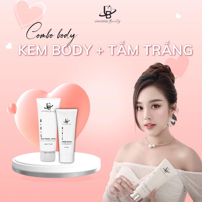  Combo Kem Dưỡng Da Body Và Kem Tắm Trắng Universe Beauty 