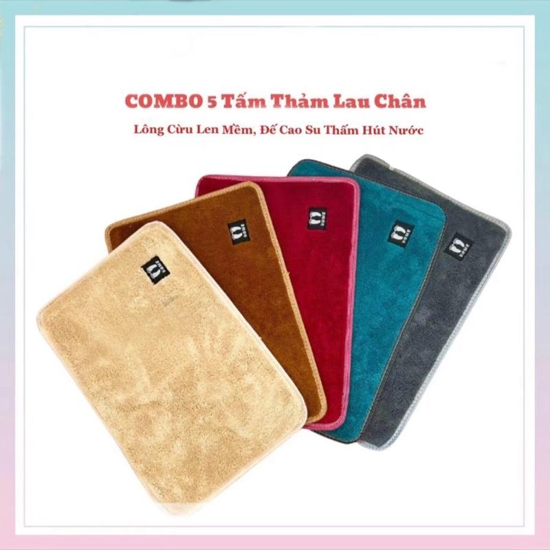  Combo 5 tấm thảm lau chân lông cừu len mềm thảm chùi chân thấm hút nước
