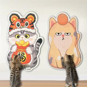 自己粘着式猫用爪とぎボード、ポリエステル素材、かわいいキャラクター柄の登りやすいパッド、家具や壁用の保護シート、小型猫向け爪とぎ飾り