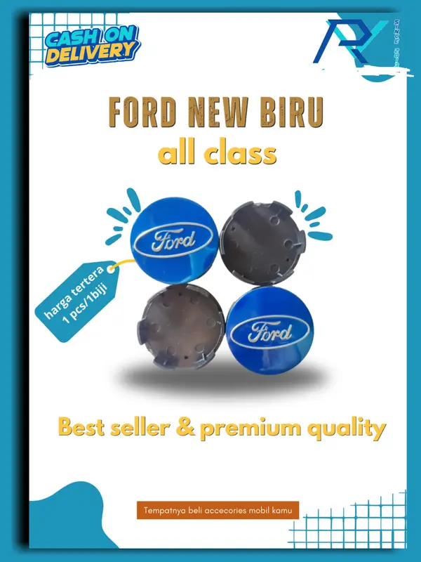 1pcs 56.5mm Ford Velg Roda Tutup Ring 16 17 Plat Hitam Biru Polish 3
