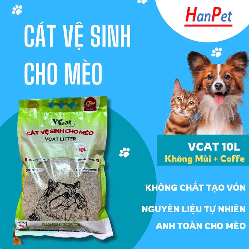 Cát vệ sinh mèo Vcat 10L cát mèo không hóa chất tạo vón tiết kiệm giá rẻ