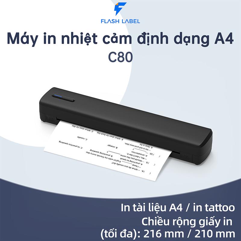 Máy in nhiệt in hình xăm in tài liệu A4 Flash Label in không mực kết nối bluetooth USB bảo hành 6 tháng máy bắn