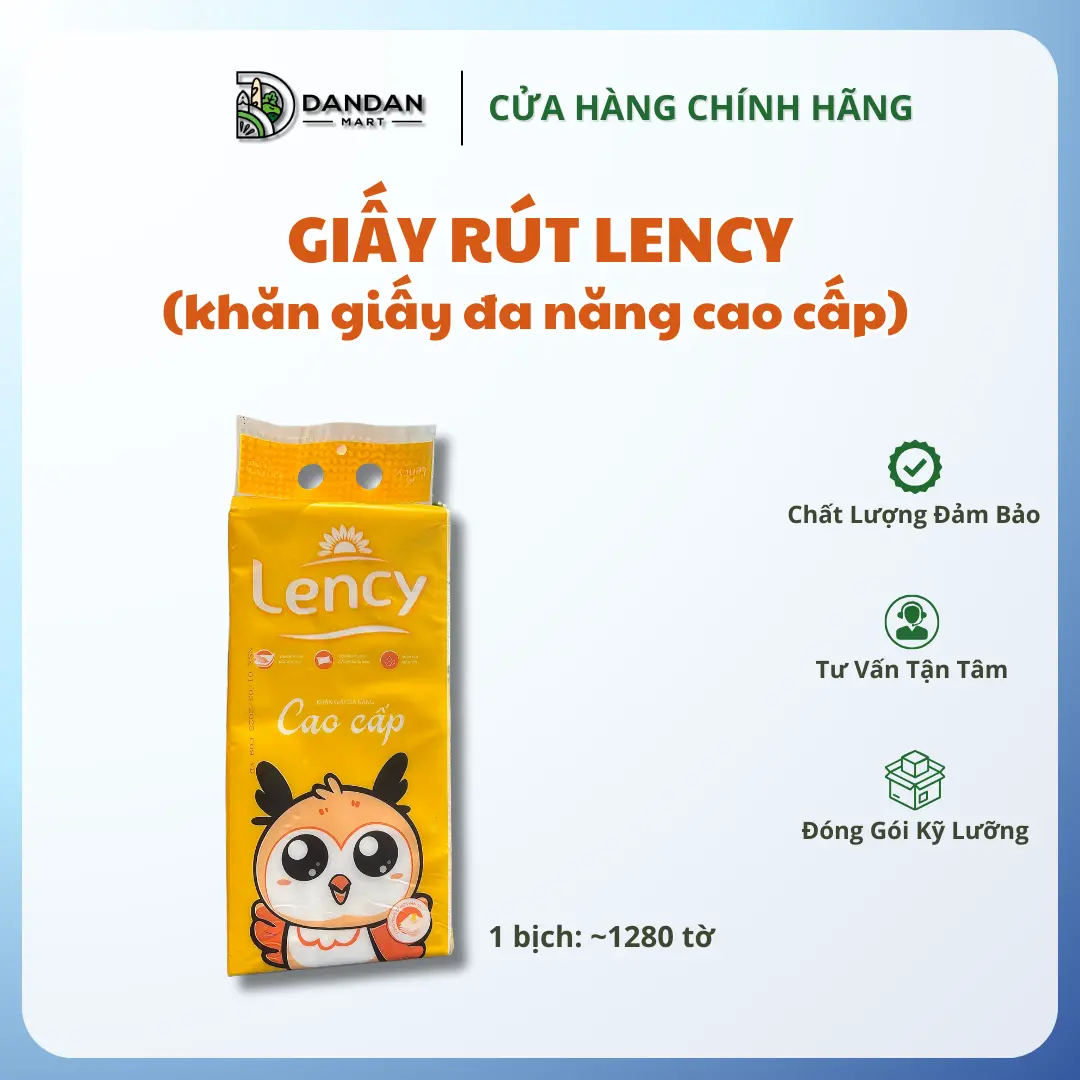 Giấy Rút Treo Tường Lency (bịch 1280 tờ) – Siêu Dai & Mềm Mịn, Tiện Lợi Sử Dụng