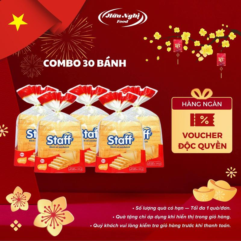 COMBO 30 30 túi Staff Bánh mì sandwich lát mềm 275g