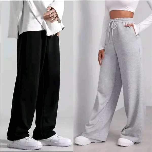 Qeelaand - Loose Pants Unisex Pria Wanita Celana Training Oversize Bahan Katun Flacee Korean Style Pria Wanita Sweatpants Loose Baggy 0