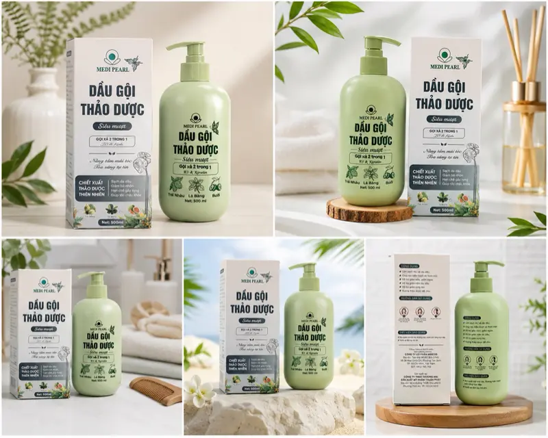 Dầu Gội Thảo Dược Siêu Mượt Gói Xà 2 Trong 1, Chiết Xuất Thảo Dược Thiên Nhiên