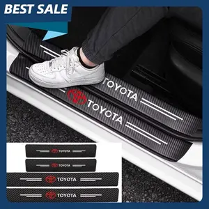 [ BISA COD ] Full set (4pcs) Car carbon Fiber treshold strip protector - Stiker carbon mobil Pijakan dibawah pelindung Pintu Mobil