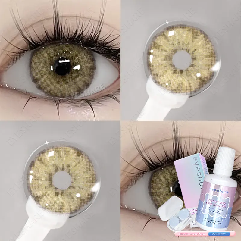 EyeshareID Minus (-1.00-6.00) Set Lensa Lembut Hijau Estonia Baru 14.5mm (Air Lensa Lembut 120ml + Kotak Perawatan) Lensa Kontak Berwarna Cocok untuk Penggunaan Sepanjang Tahun Lensa Kontak Lensa Lembut Udara Lembut Softlens Soflen 4