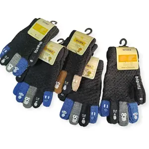 Sarung tangan anak cowok TK SD bahan rajut