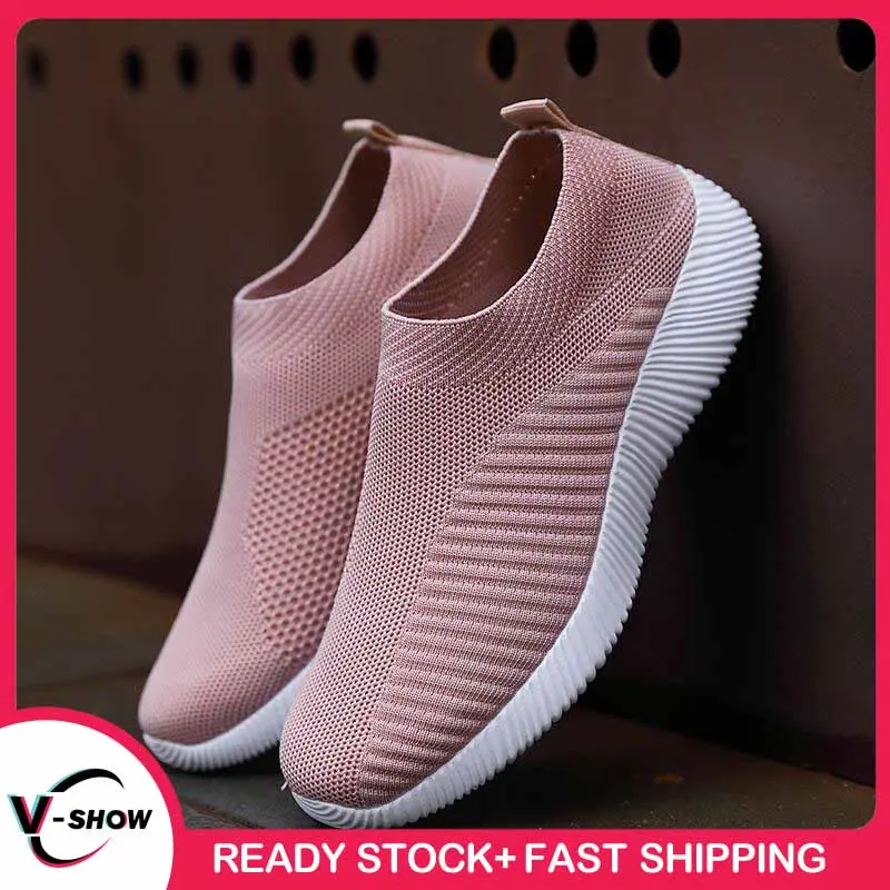 V-show-XZ0097 dành cho nữ, giày thể thao nhẹ, cỡ lớn, Flyknit, giản dị