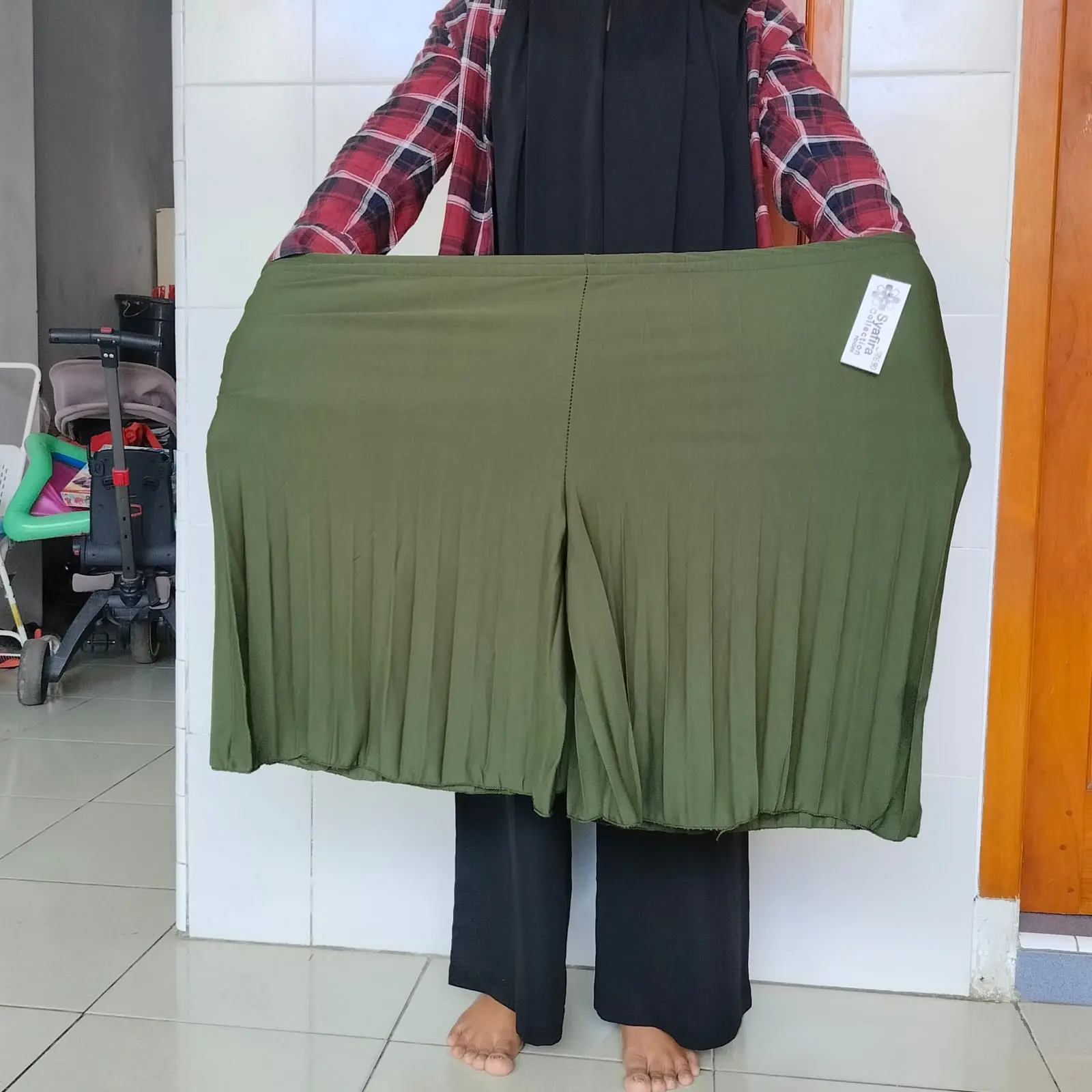 celana kulot pendek wanita plisket jumbo hyget premium tebal Karet Melar Shorts