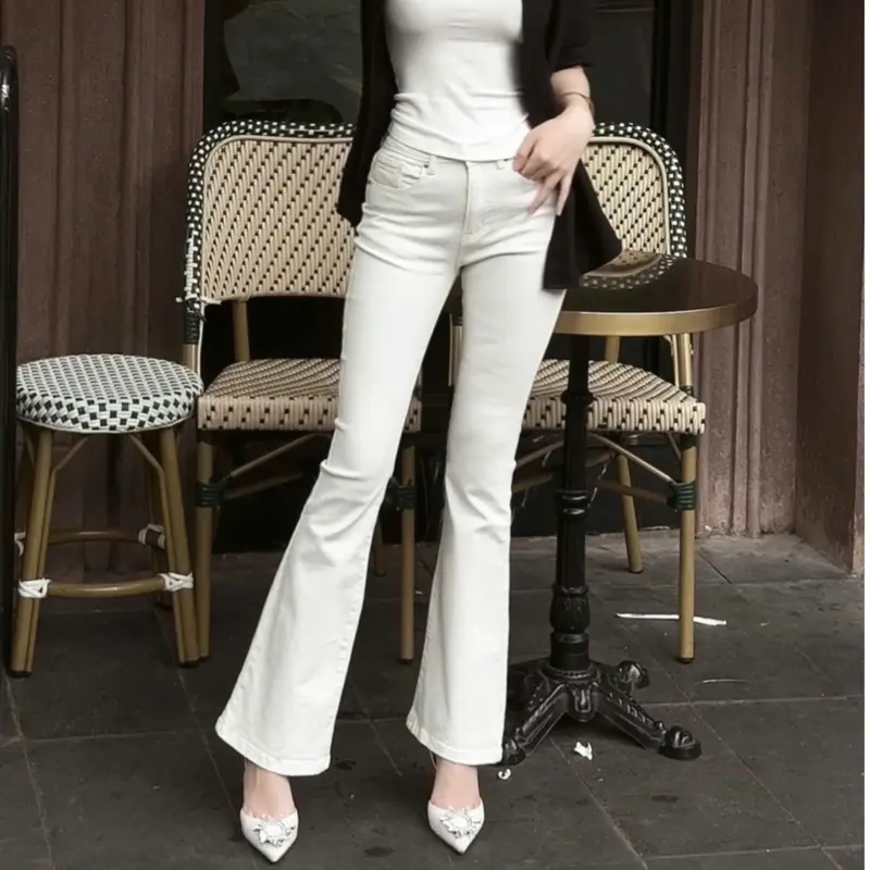 JEAN PANTS - Quần Jean Nữ Ống Loe Hack Dáng SHESLAY -Ôm Eo Hack Hông, Che Khuyết Điểm Siêu Tốt. Jean Co Giản Nhẹ Ôm Body 2