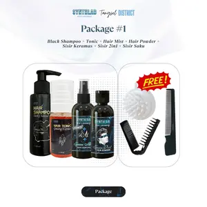 Synthlab Package 1 - Shampoo + Hair Mist + Hair Powder + Hair Tonic + Free Sisir Keramas + Sisir Saku + Sisir 2 in 1  Perawatan Vitamin Haircare Treatment Box