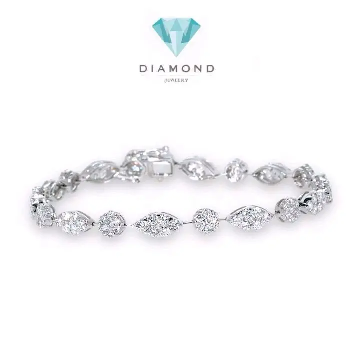 Gelang Tennis Berlian Fancy Lotus Diamond 18K-Diamond Jewelry - 366GBV19800LS