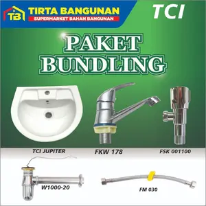 TCI/ TERRA COTTA JUPITER PAKET BUNDLING WASTAFEL GANTUNG/ CUCI TANGAN KRAN WS/ SIFON/ STOP KRAN/ FLEXIBEL