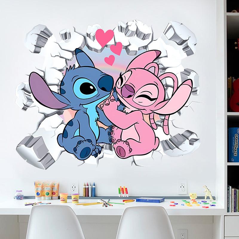 Giấy Dán Tường Trang Trí, Thiết Kế Hoạt Hình Stitch 3D, Tự Dính, Thích Hợp Cho Mẫu Giáo, Phòng Trẻ Em Và Phòng Ngủ, Miếng Dán Tường, Miếng Dán Tường 3