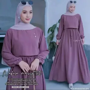 NAFISA Maxy SET2in1 inner+outer ( Crinkle airflow ) Gamis Wanita SET Muslim Syari Lebaran Dress Remaja Jilbab Nyaman