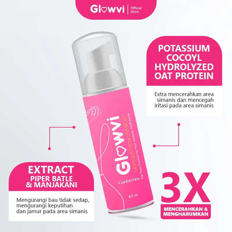 Glowvi Feminine Wash Foam – Membersihkan Area Kewanitaan & Atasi Keputihan Gatal Bau 2