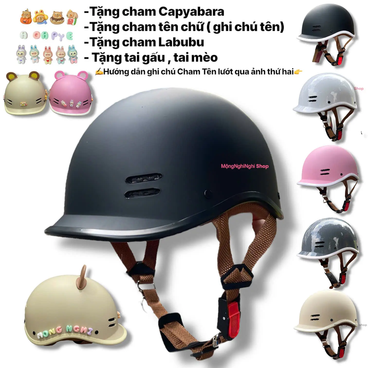 ( NÓN BẢO HIỂM ĐẠT CHUẨN ) Nón Bảo Hiểm Kiểu Dáng Cá Heo Cao Cấp - KÈM PHỤ KIỆN , Bảo Hành 12 Tháng Chất Liệu Nhựa ABS , Helmet Phụ Kiện đẹp ĐEN VIÊN ĐEN