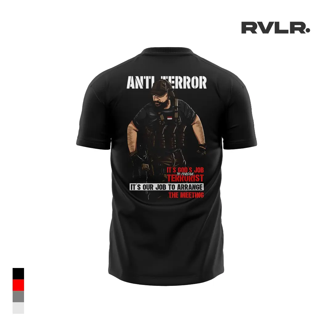 RVLR Official Kaos T-Shirt Black | ANTI TERROR | Premium Quality Cotton Combed 24s