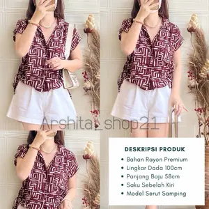 JOLIE [01] SHIRT || [S06113] KEMEJA WANITA SERUT SAMPING RAYON IMPORT KEMEJA FORMAL ATASAN KANCING MOTIF