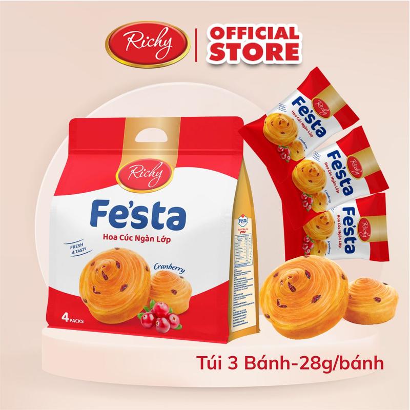 [MUA 2 TẶNG 1] Bánh mì hoa cúc ngàn lớp vị mới Việt Quất 84g ( 28g x 3 bánh)