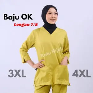 [RatuHijabCilacap] Baju OK Lengan 7/8 One set Jaga Perawat Nakes Pakaian kerja Bidan Dokter BahanToyobo Big Size Wanita Celana Panjang