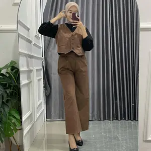 Viora Set Rompi dan Celana Wanita Corduroy One Set Setelan Wanita Kekinian