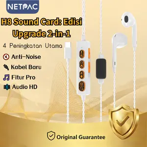 【6.6 HOT sale】NETPAC H8 SoundCard Original Suara Jernih Tanpa Bising, Efek Audio Kini Lebih Pro，Upgrade 2-in-1 Noise Reduction untuk Live Streaming & Rekaman
