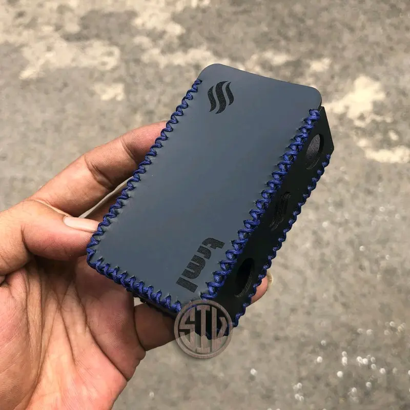 Leather Sleeve Case TRML T200 Kulit Hitam Biru Motif Polos Logo 0