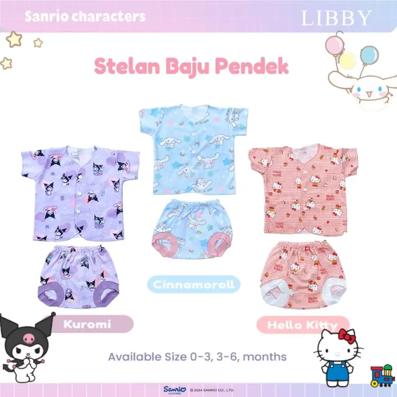 Libby Setelan Baju Pendek Celana Pop Bayi Newborn 0-6 Bulan 0