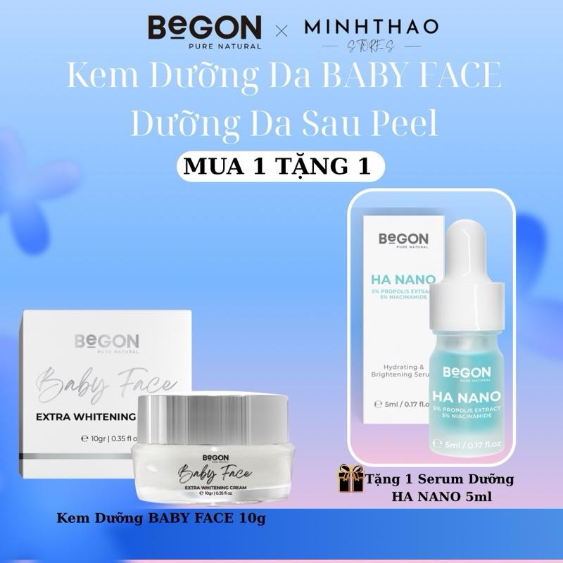 [04] Kem Dưỡng Da BABY FACE 10g - Serum Cấp Ẩm HA NANO 5ml - BEGON Phục Hồi Da Sau Peel - Hỗ Trợ Dưỡng Trắng  Skincare Kem Face Dưỡng Ẩm Da