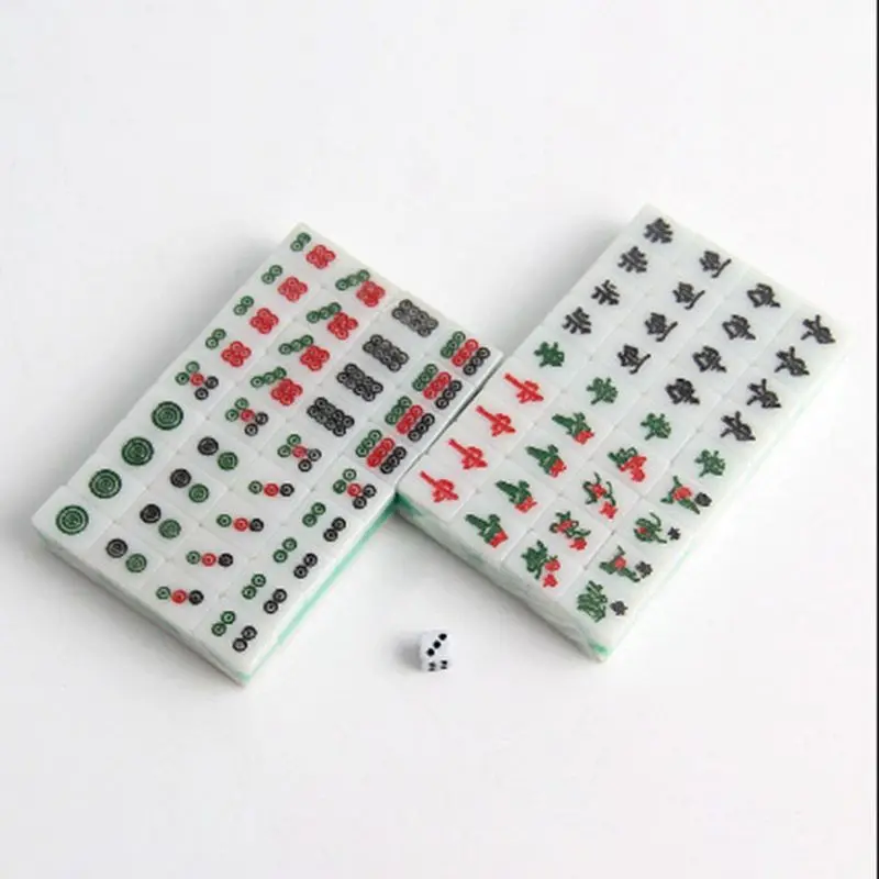 144Pcs/Set Mahjong Portable Mini Mahyong Mainan Traditional Chinese Board Game Travel 3