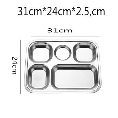 Piring Makan 5 sekat  Bahan Stainless Steel Tempat Makan Fast Food 5 Sekat 2