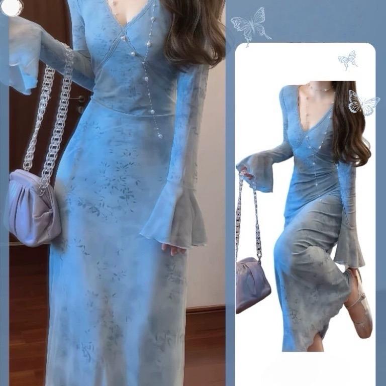 VÁY BODY D159 LƯỚI TAY DÀI VIỀN REN CHÉO TAY LOE / Đầm body lưới tay dài form ôm  ( SIMIHOUSE )