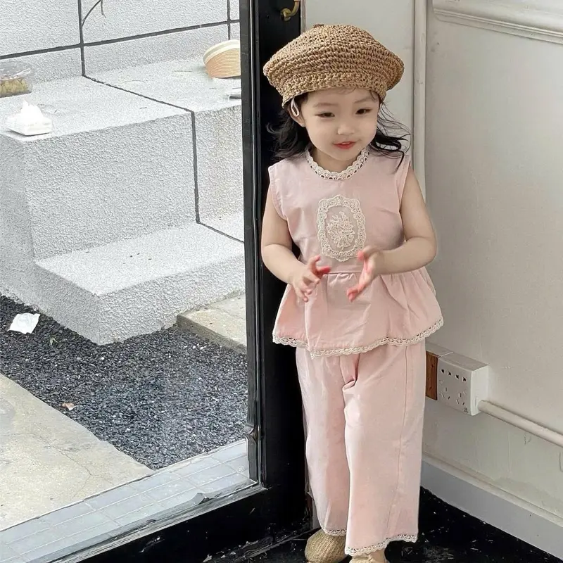 [A007] Quần áo trẻ em, set bộ hồng áo đuôi bèm + quần cho bé gái
