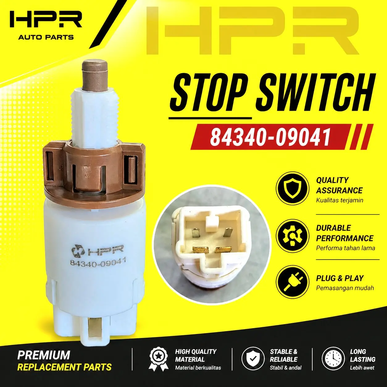 HPR Switch Stop Lamp Lampu Rem Belakang - Toyota Etios Valco NGK10 1.2L | 84340-09041 2013 2014 2015 2016 2017