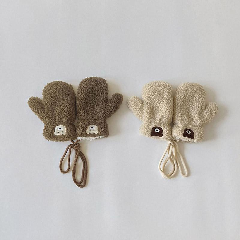 Găng Tay Nhồi Bông Hình Gấu Hoạt Hình Cho Bé, Găng Tay Cashmere Ấm Áp Mùa Đông Cho Trẻ Mới Biết Đi, Dễ Thương, Hàn Quốc, Màu Trơn, Cho Trẻ Em, Bé Trai Và Bé Gái, Găng Tay Đầy Đủ Ngón Tay