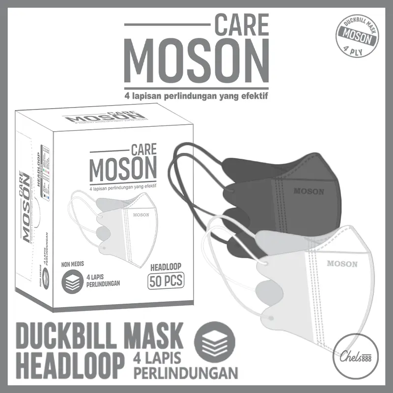 Masker Hijab Duckbill MOSON 4Ply Headloop isi 50 pcs 0