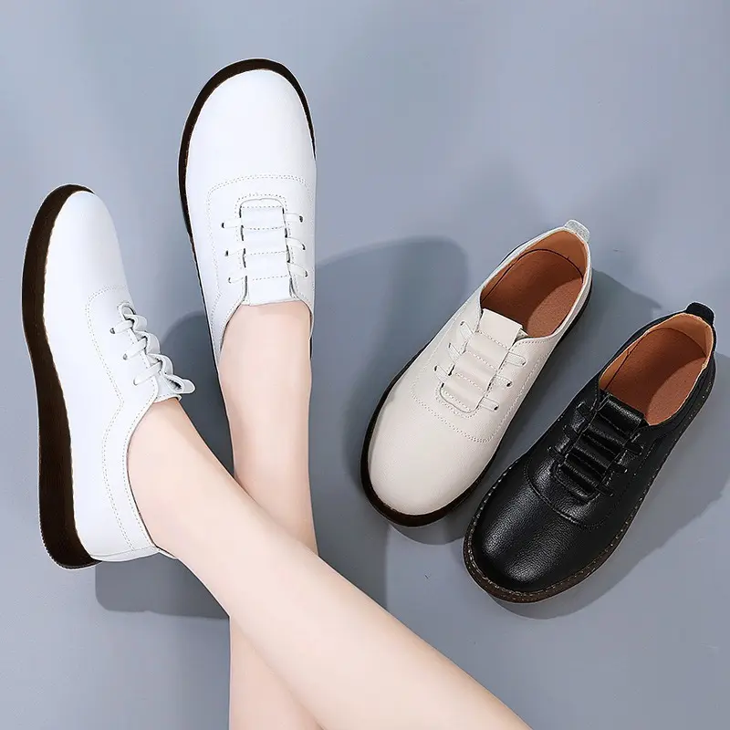 Gommino-Giày Da Pu Cho Nữ, Giày Trắng Đế Mềm, Bơm Cho Mẹ, Thường Ngày, Mùa Xuân, Mới